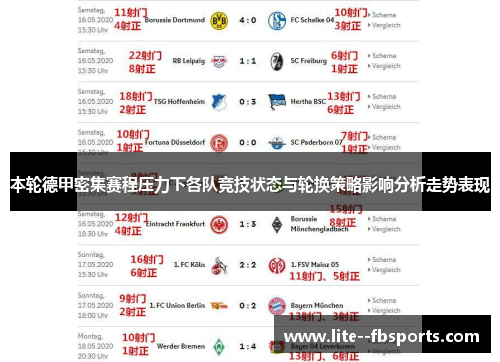 本轮德甲密集赛程压力下各队竞技状态与轮换策略影响分析走势表现 本轮德甲密集赛程压力下各队竞技状态与轮换策略影响分析走势表现